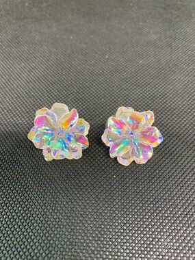 Elle Holographic Iridescent Flower Stud Earrings